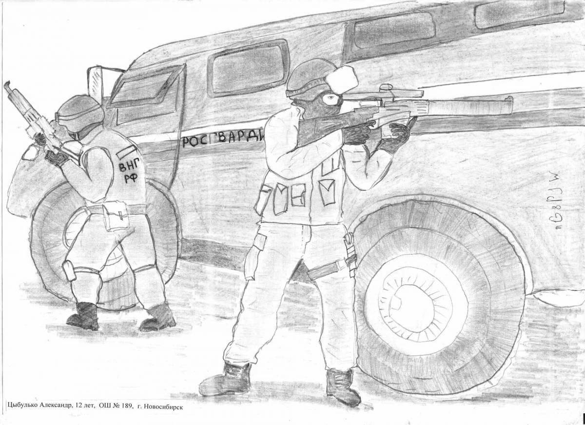 Colorful national guard coloring page