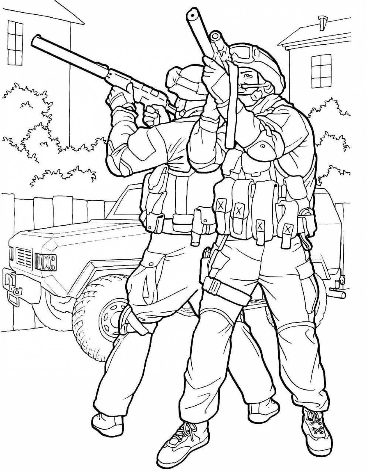 Commando coloring - heroic