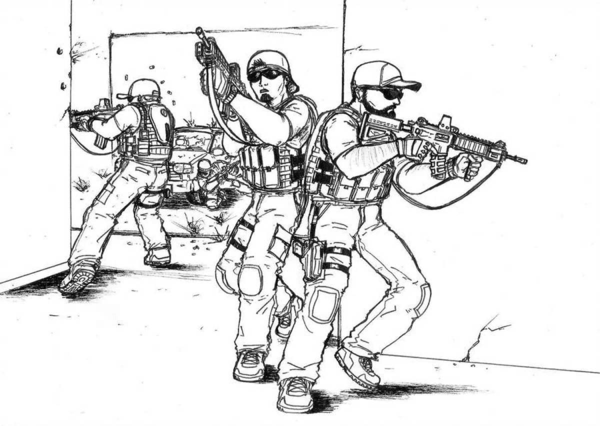 Commando Coloring Page - Bold