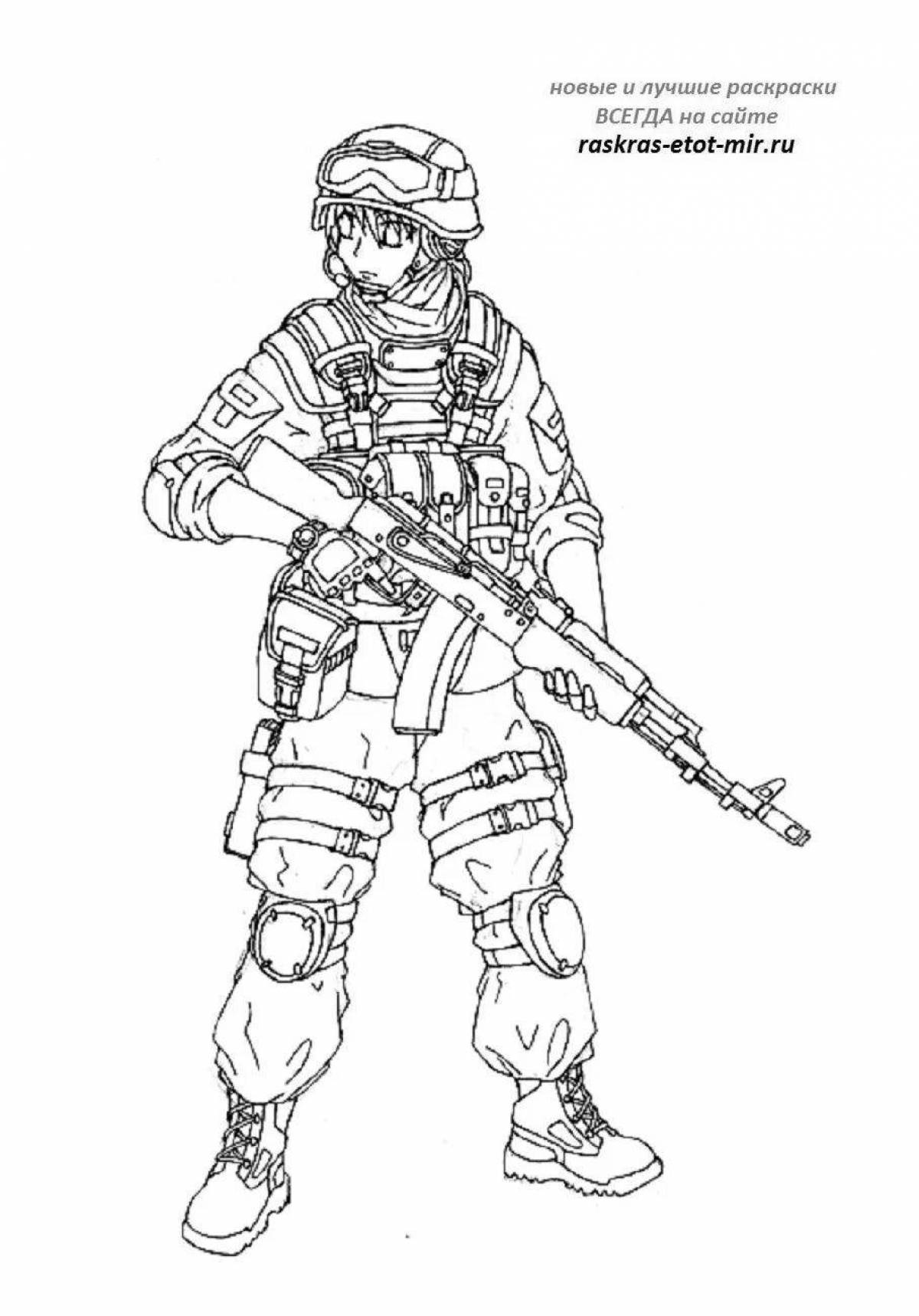 Commando coloring page - motionless