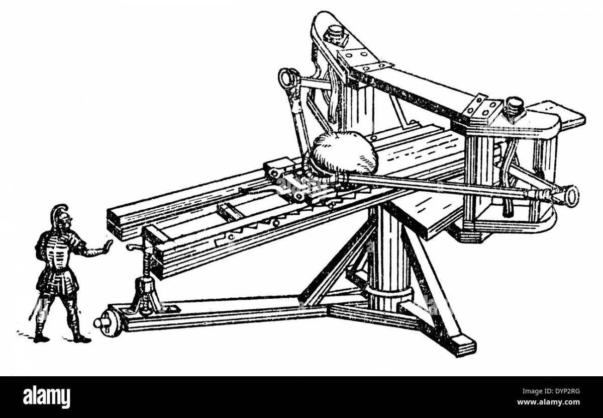 Playful catapult coloring page