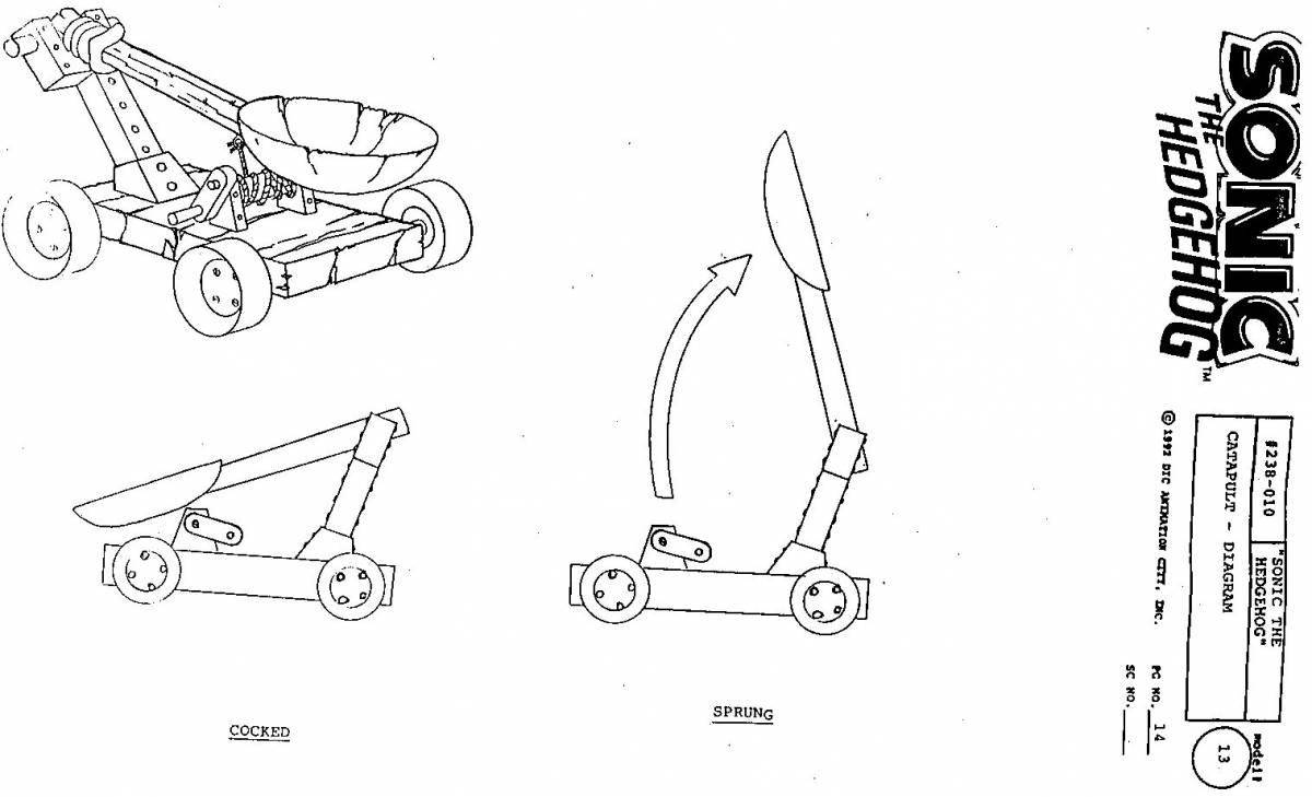 Animated catapult coloring page