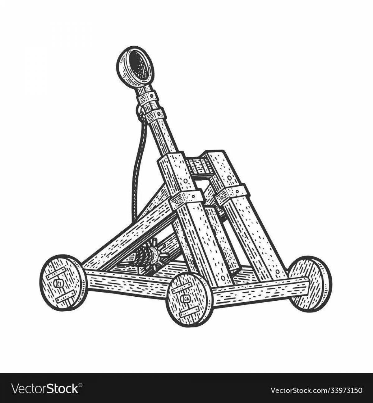 Detailed coloring of the catapult