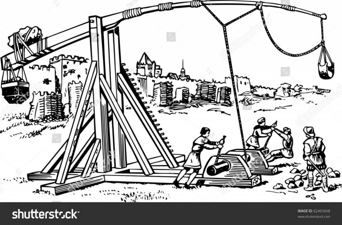 Colorful catapult coloring book
