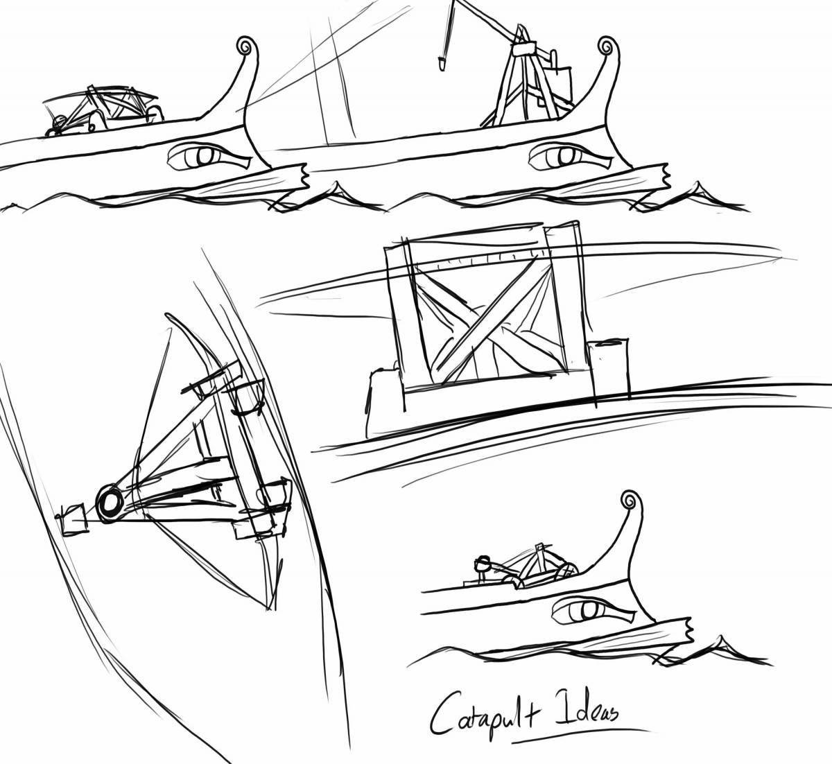 Cute catapult coloring page