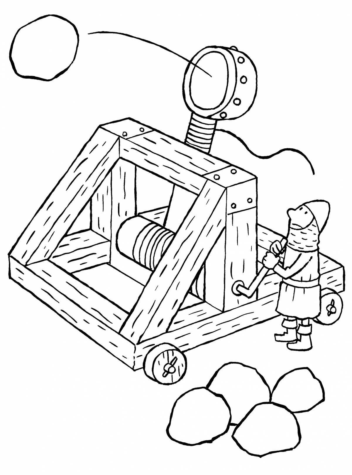 Interesting catapult coloring page