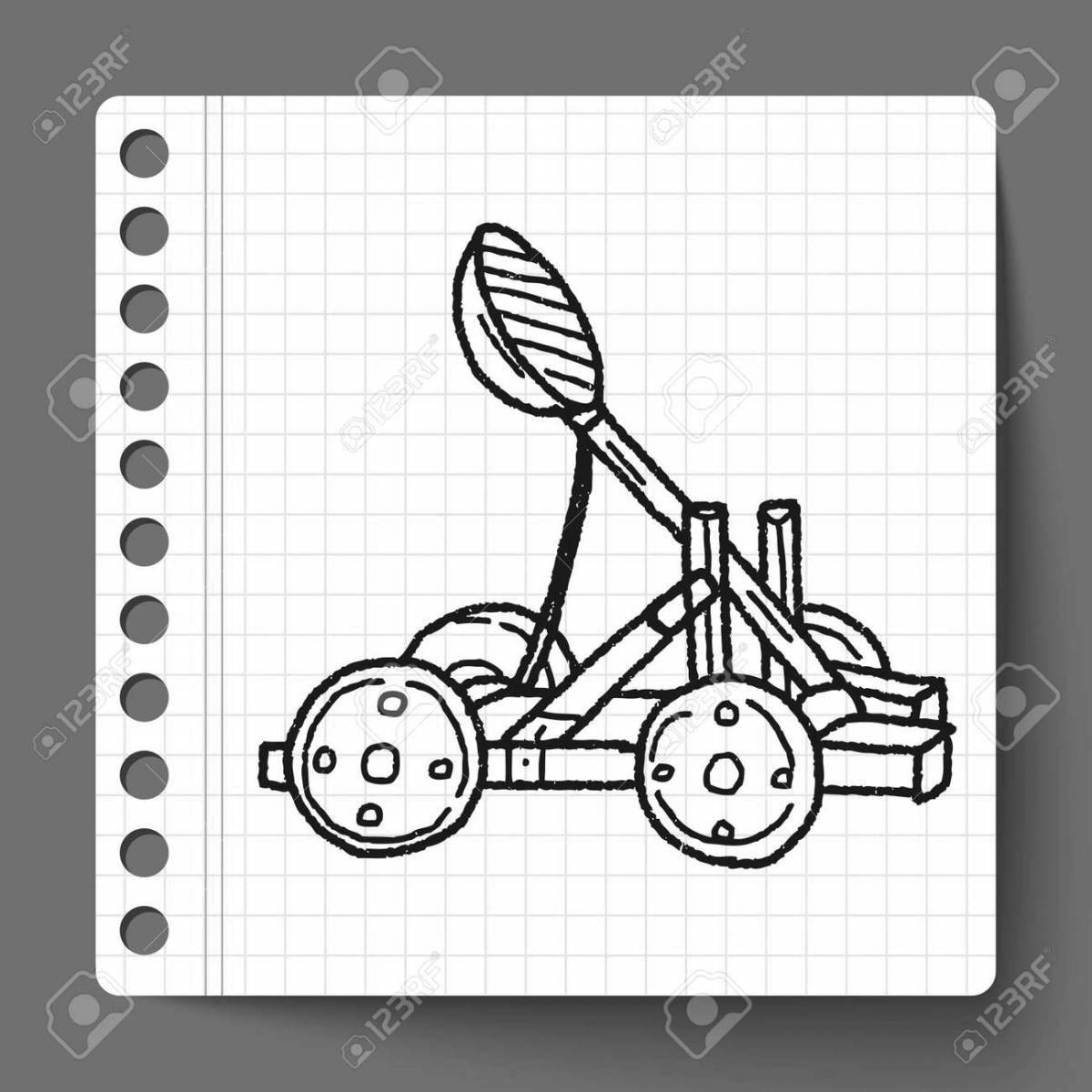 Humorous catapult coloring book