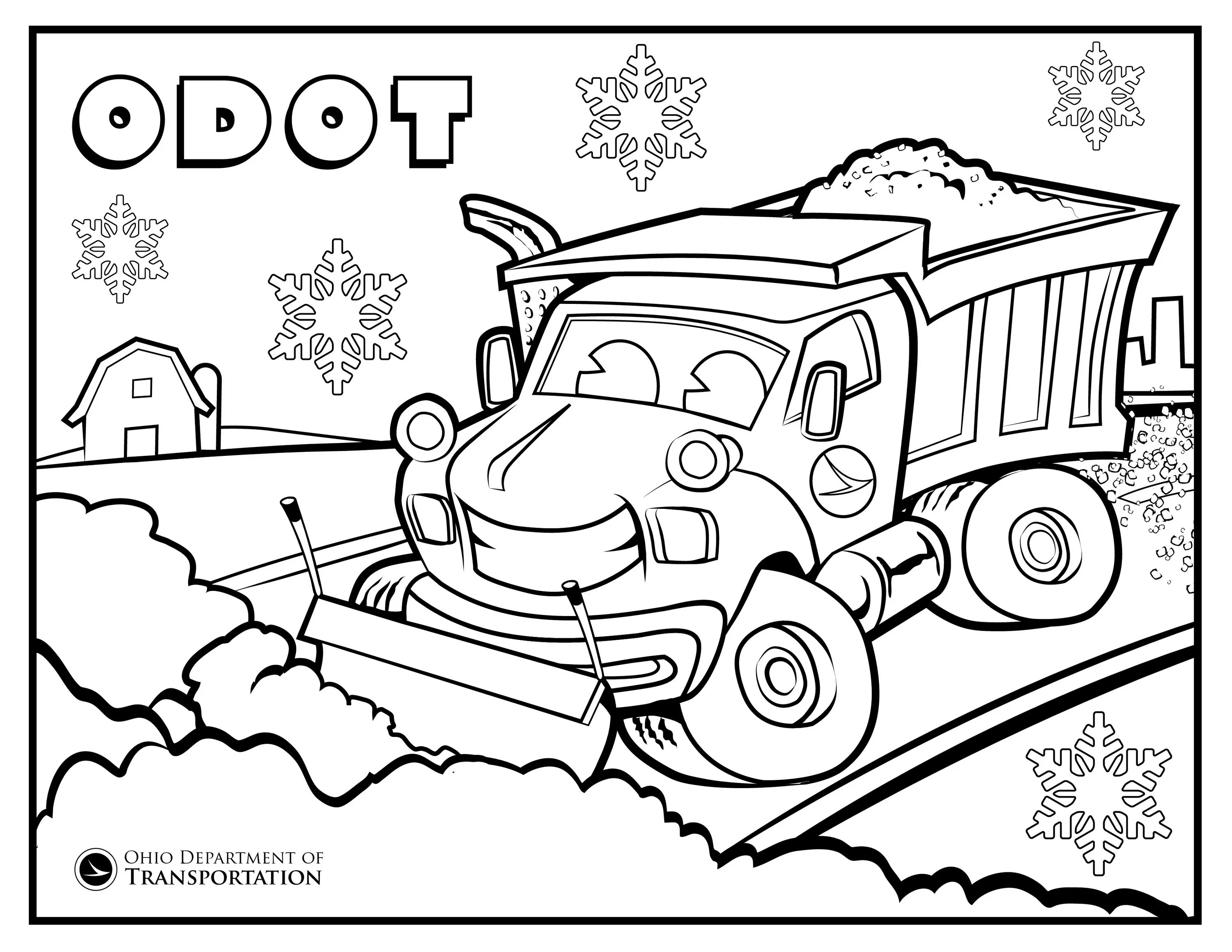 Stylish snow blower coloring page