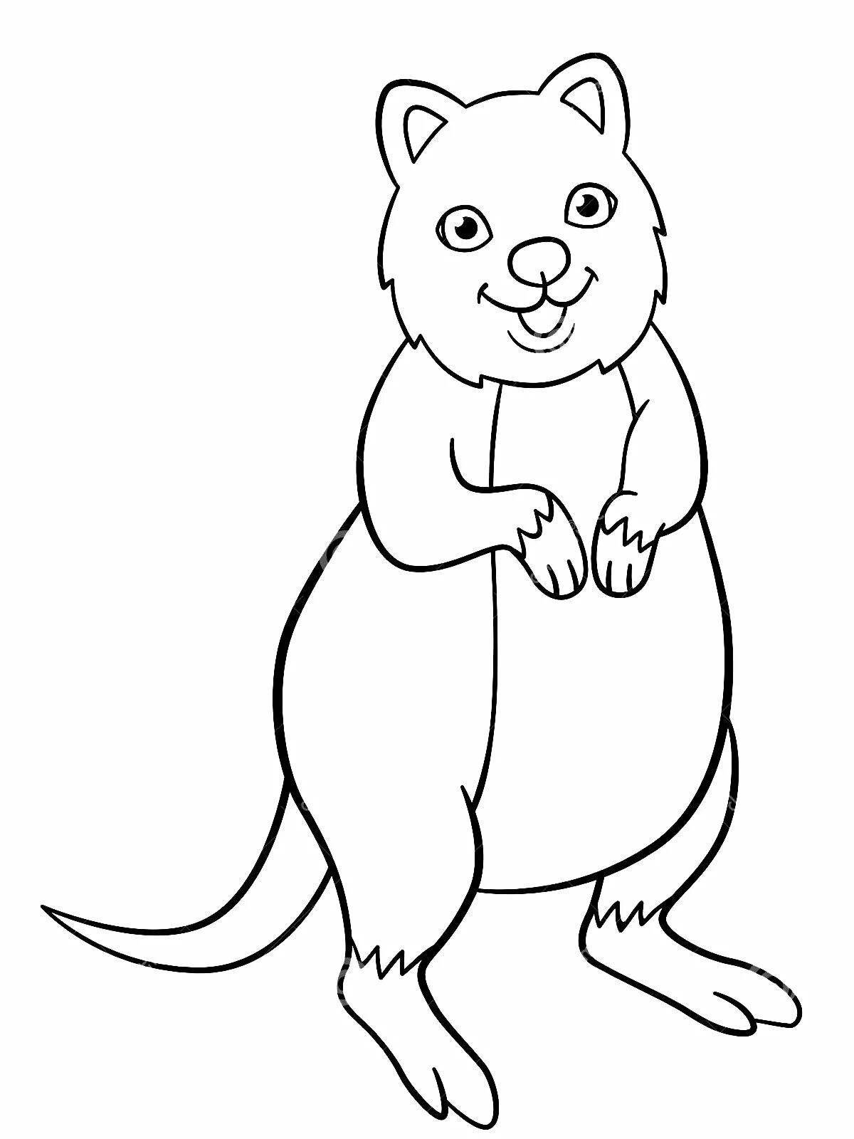 An animated quokka coloring page