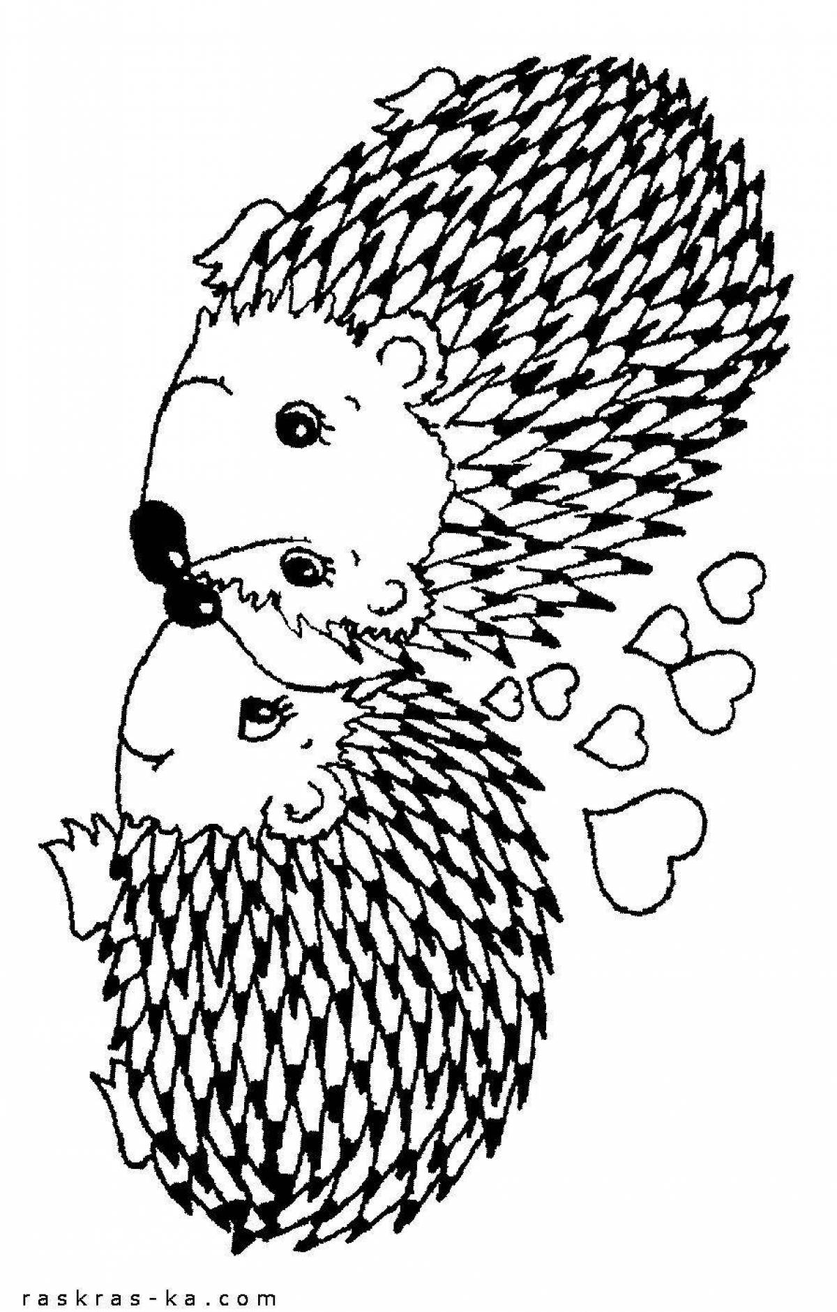 Coloring page funny hedgehog