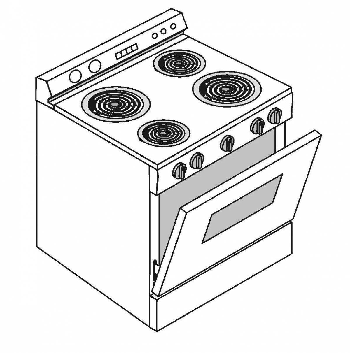 Coloring book glowing oven