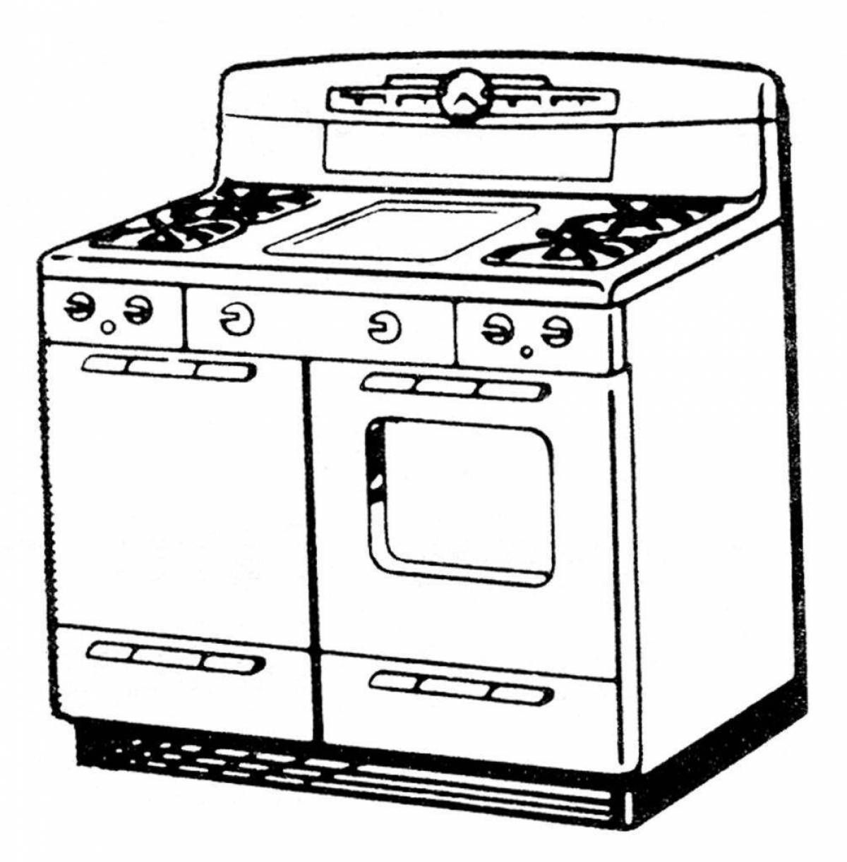 Playful oven coloring page