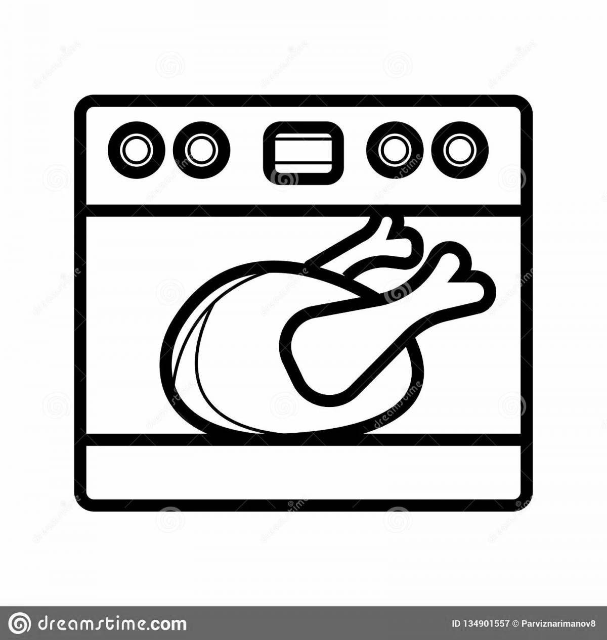 Festive oven coloring page