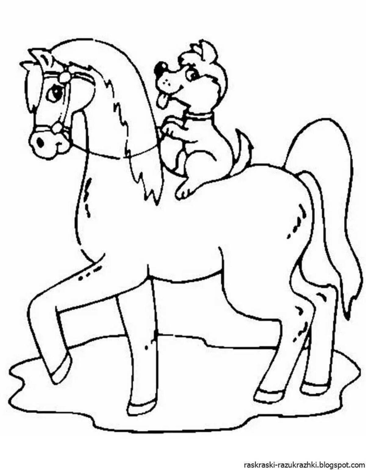 Colorful horse coloring page