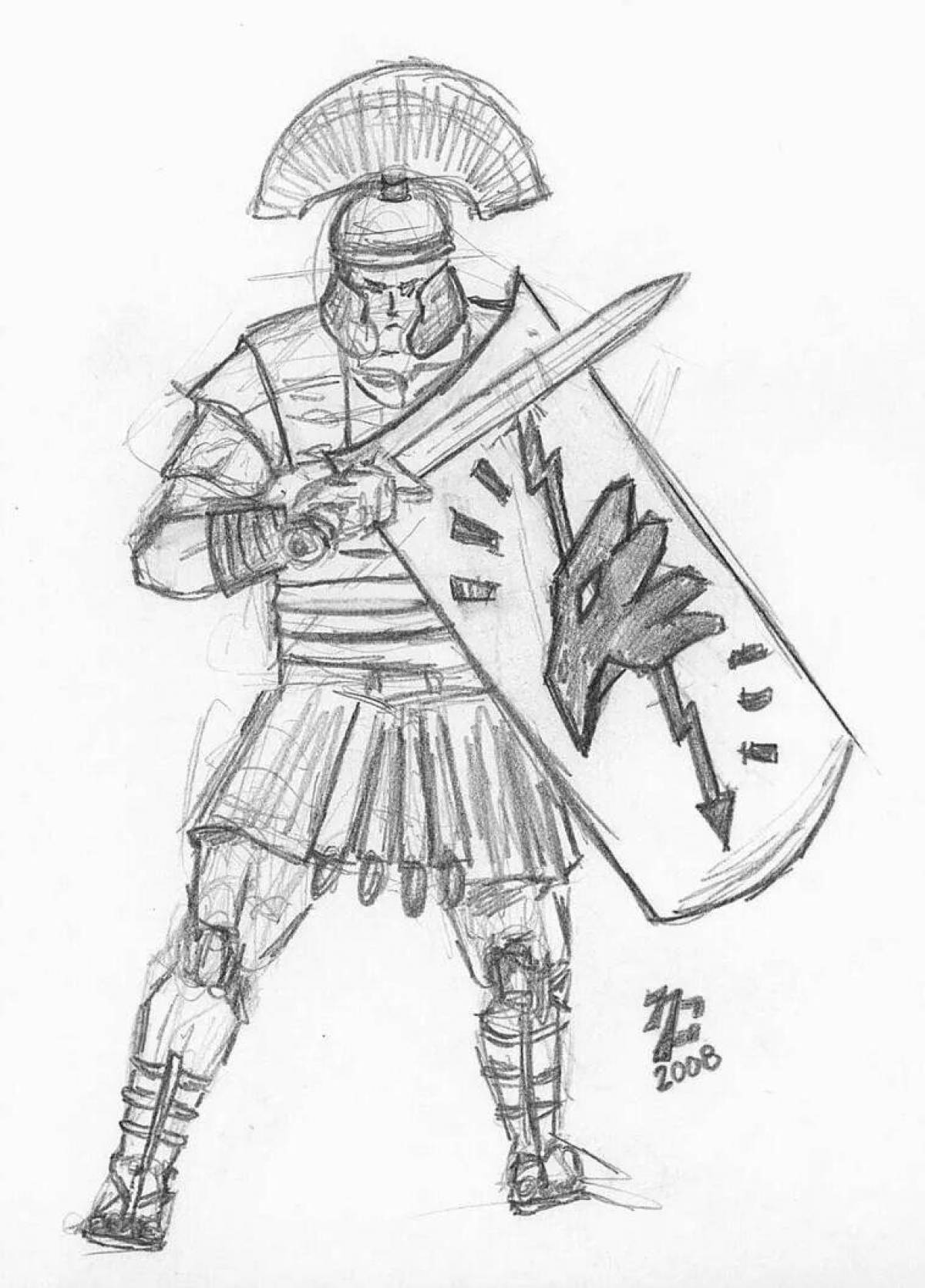 Рисунок воина 5 класс. Римский воин легионер рисунок карандашом. Раскраска Римский воин легионер. Римский Центурион эскиз. Римский легионер рисунок 5 класс.