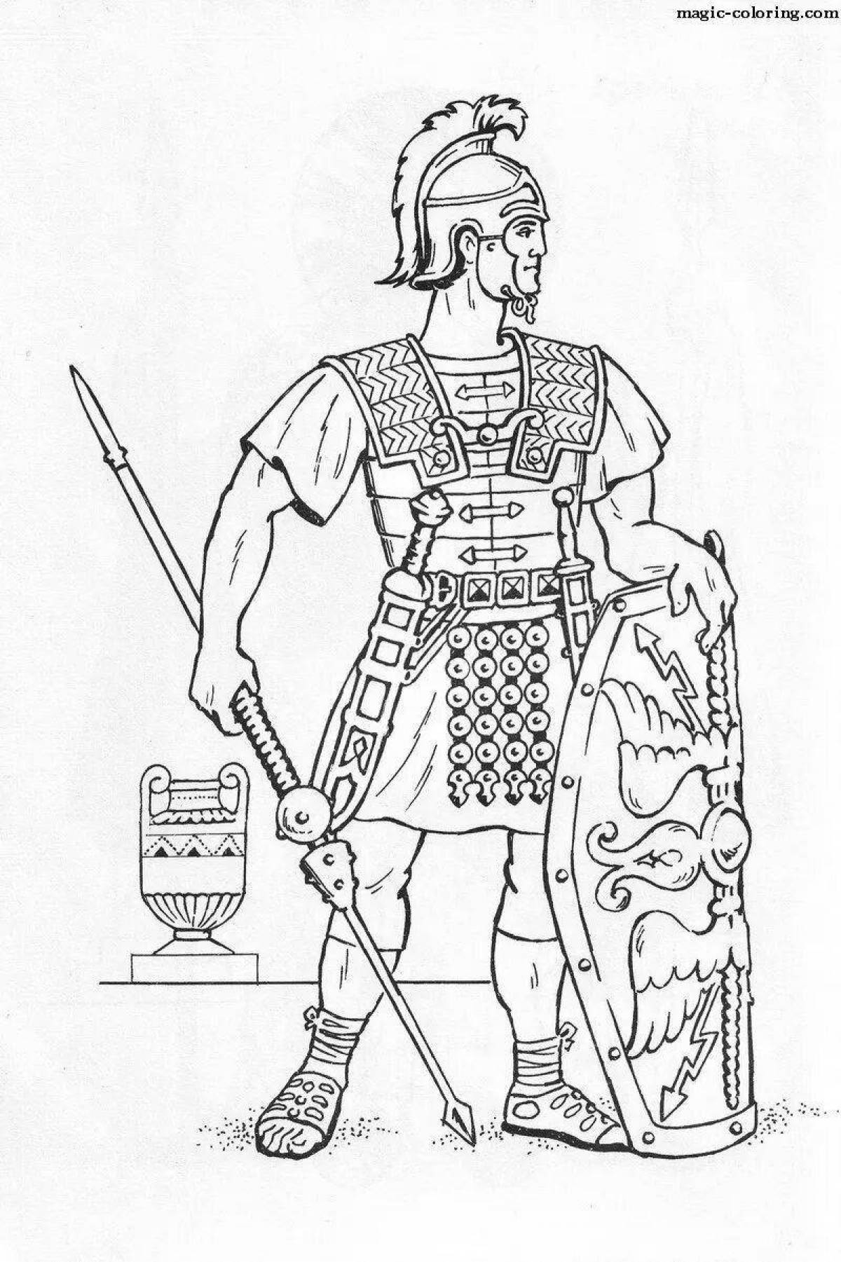 Раскраска Римский воин легионер