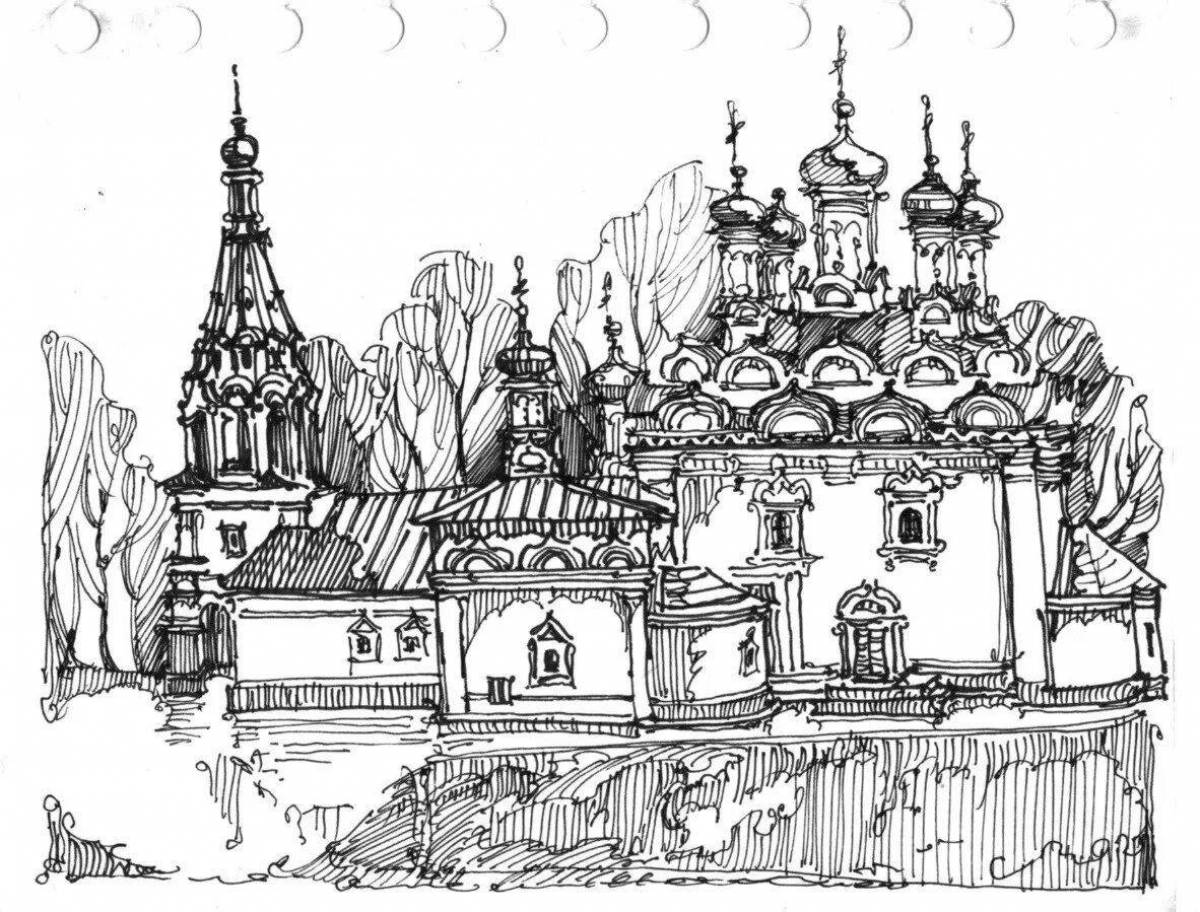 Архитектура тушью Графика Церковь Пермь