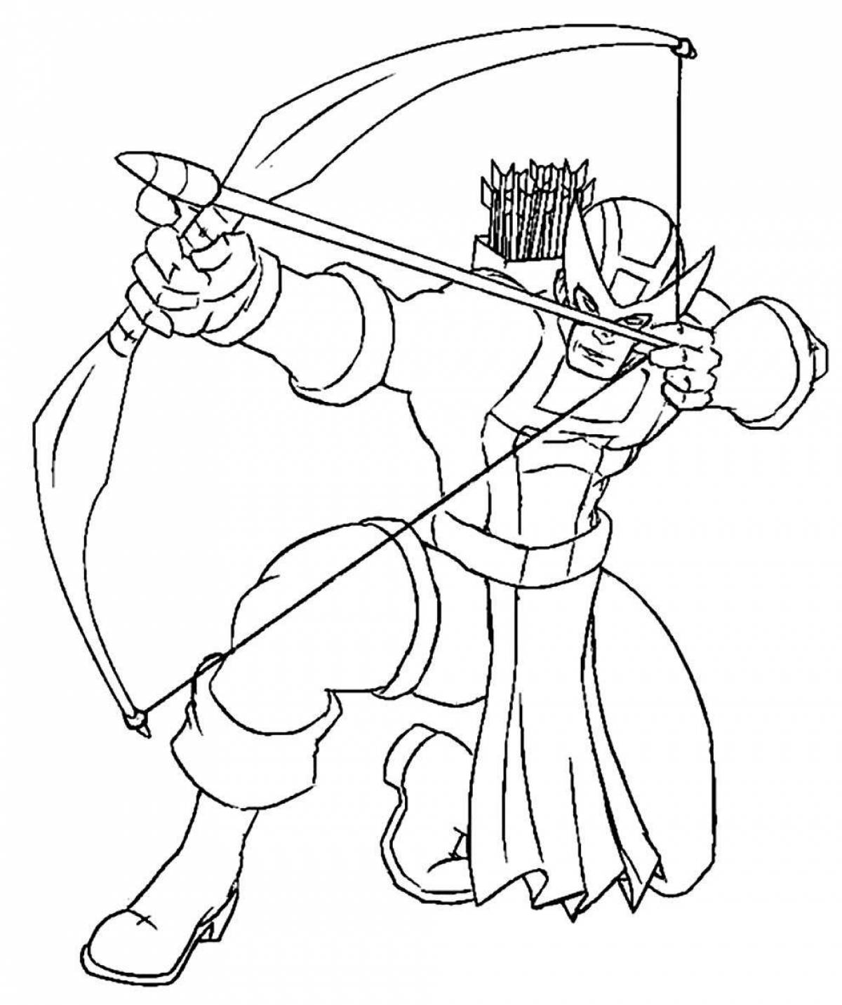 Colorful archer coloring page