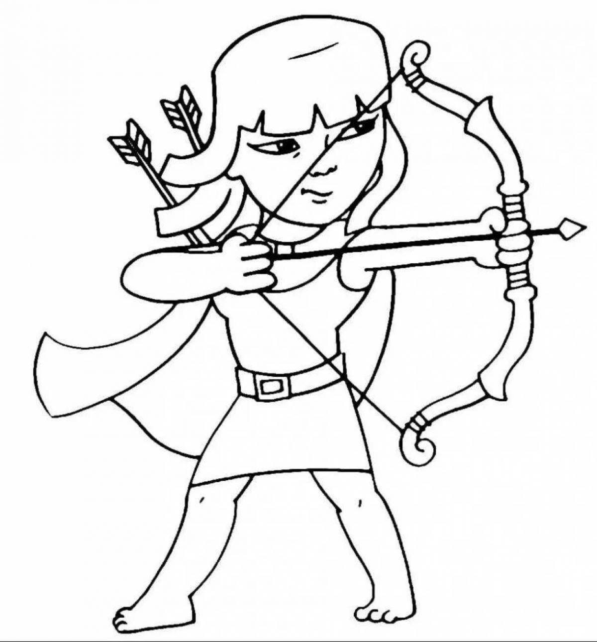 Royal archer coloring page