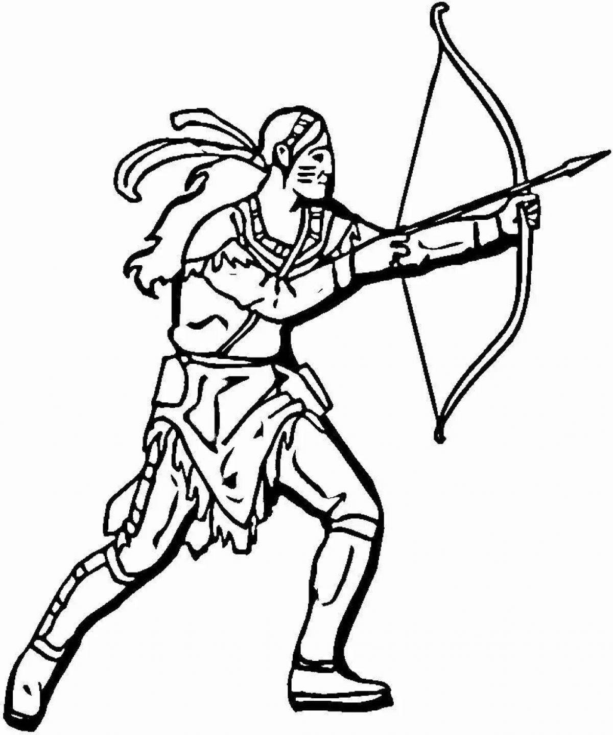 Courageous archer coloring page