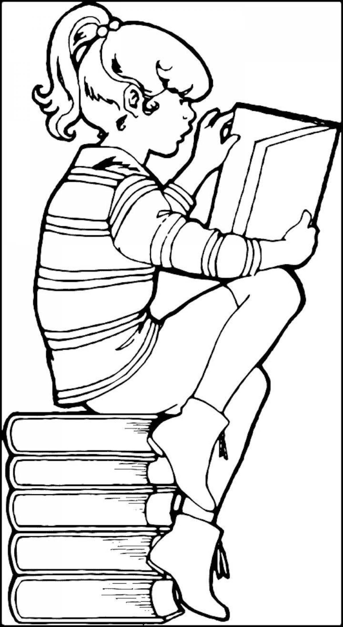 Animated librarian coloring page