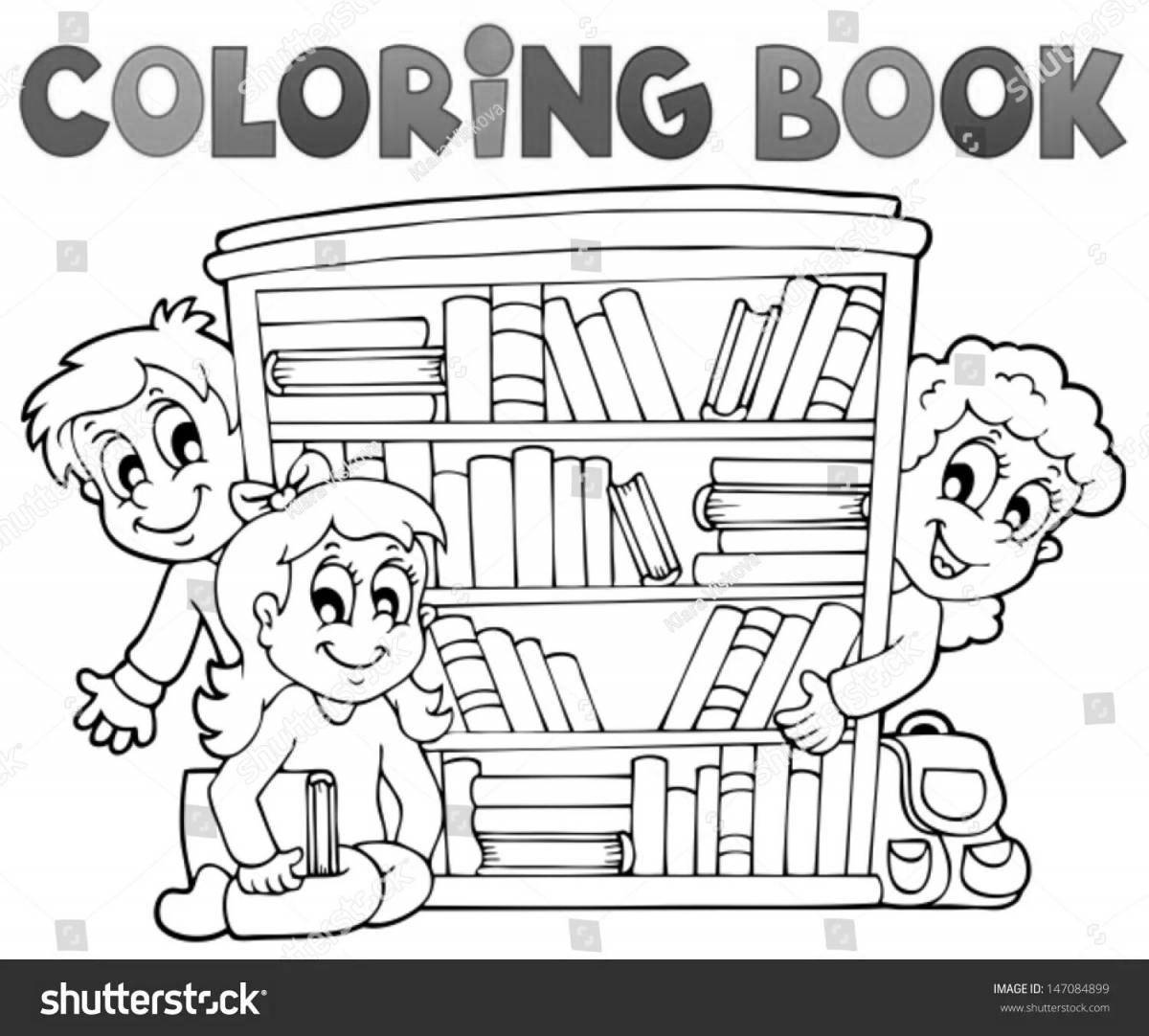 Cute librarian coloring book