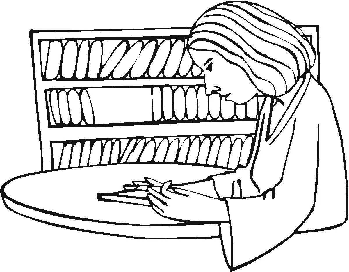 Coloring page hypnotic librarian