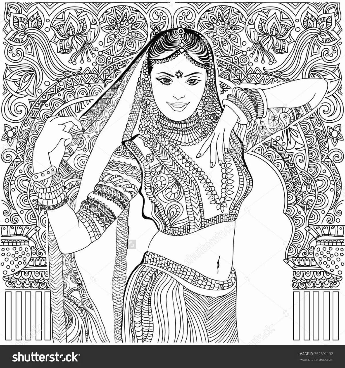 Colorful Indian coloring book
