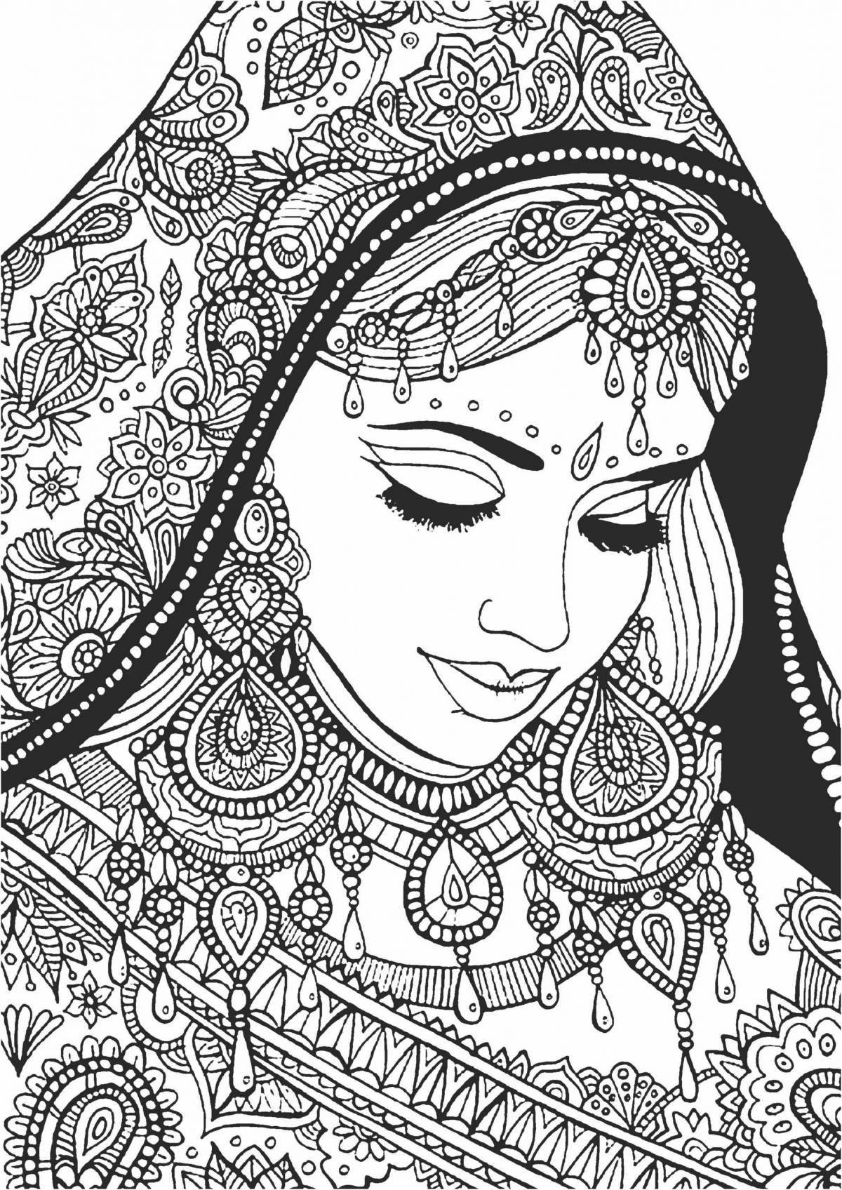 Photo Exotic Indian coloring book
