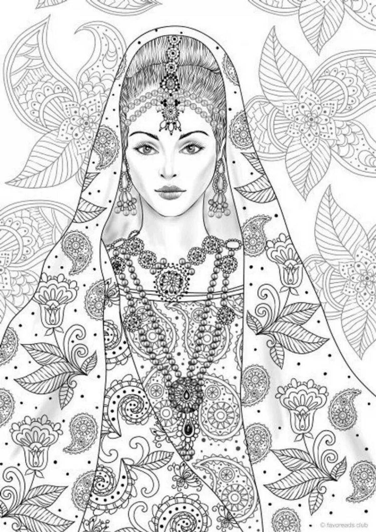Photo Charming Indian coloring book