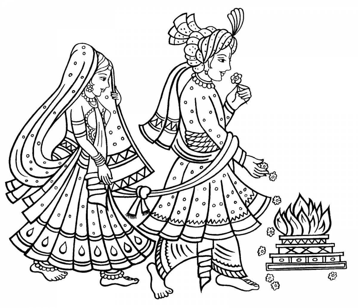 Joyful indian coloring