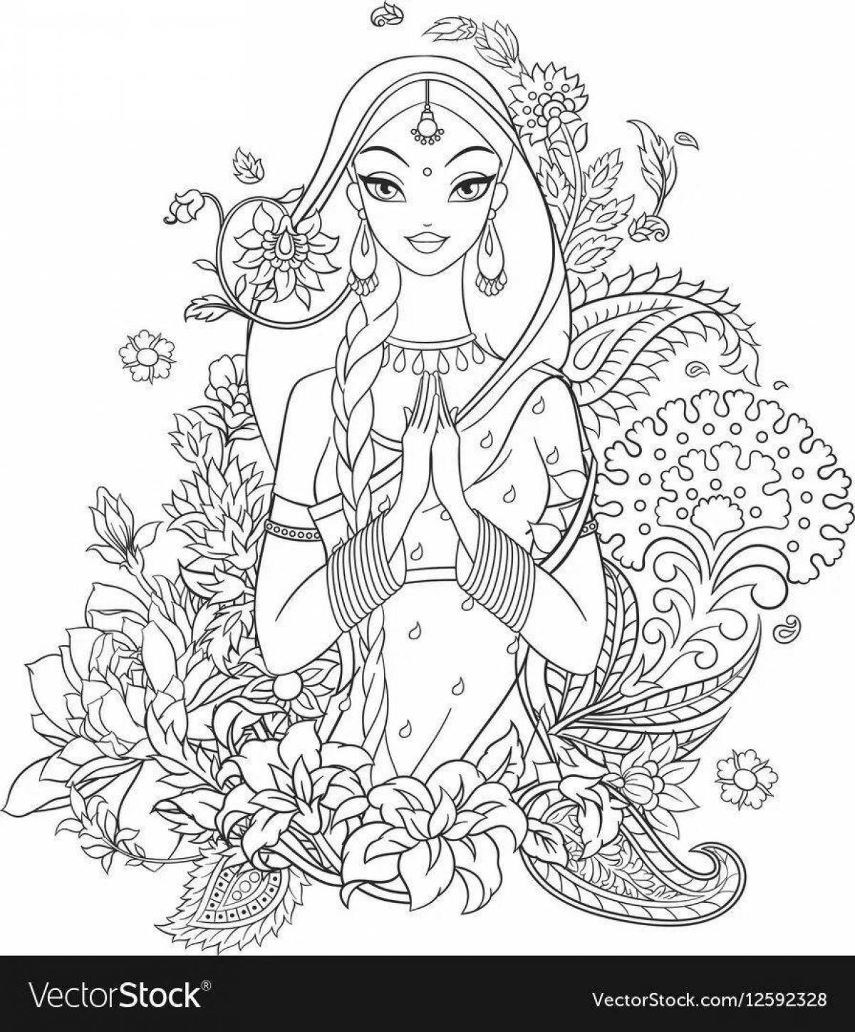 Intricate Indian coloring book