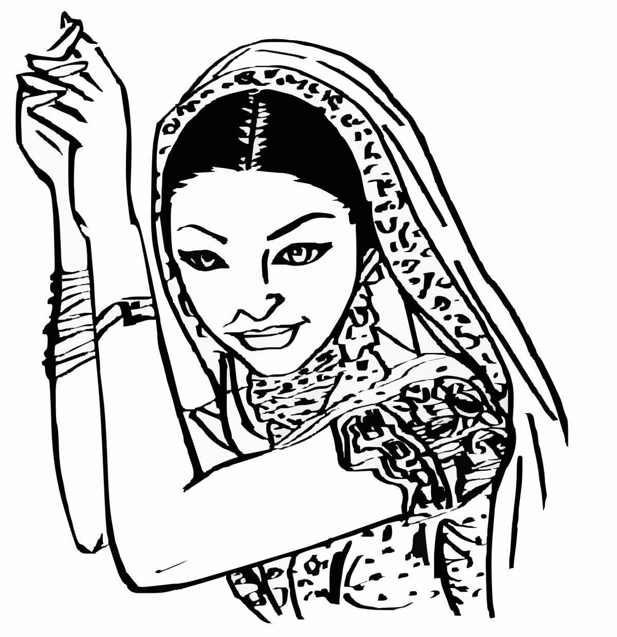 Detailed Indian coloring book