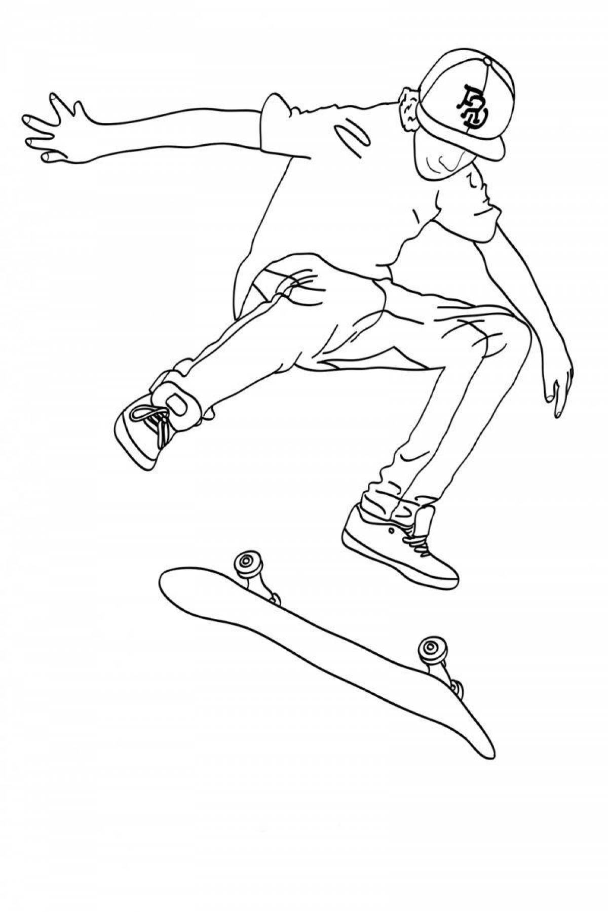 Adventurous skateboarder coloring page