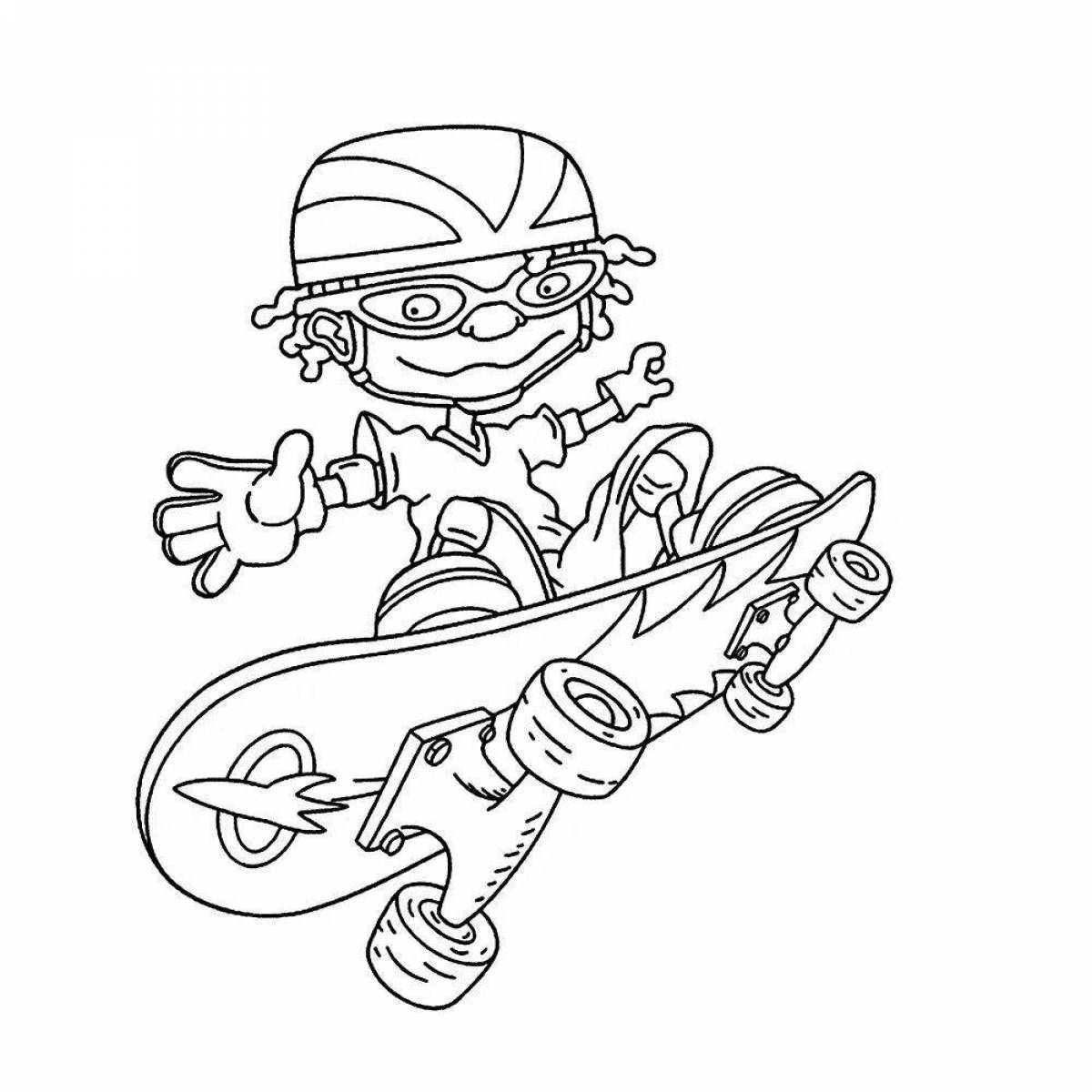 Coloring page fearless skateboarder