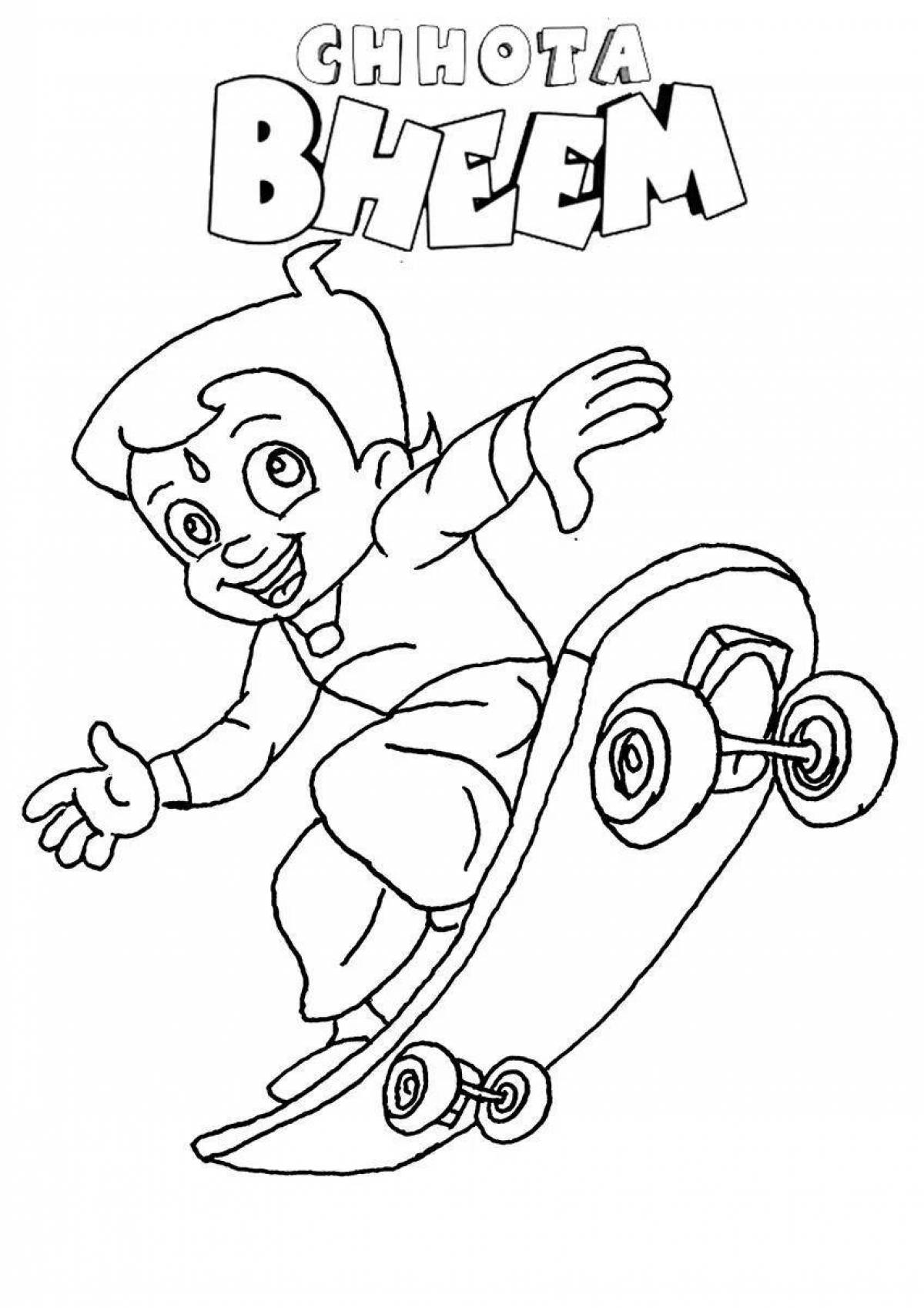 Coloring page energetic skateboarder
