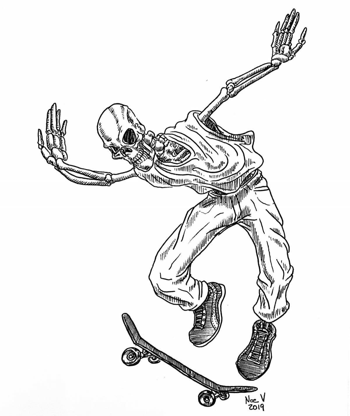 Раскраска ловкий скейтбордист