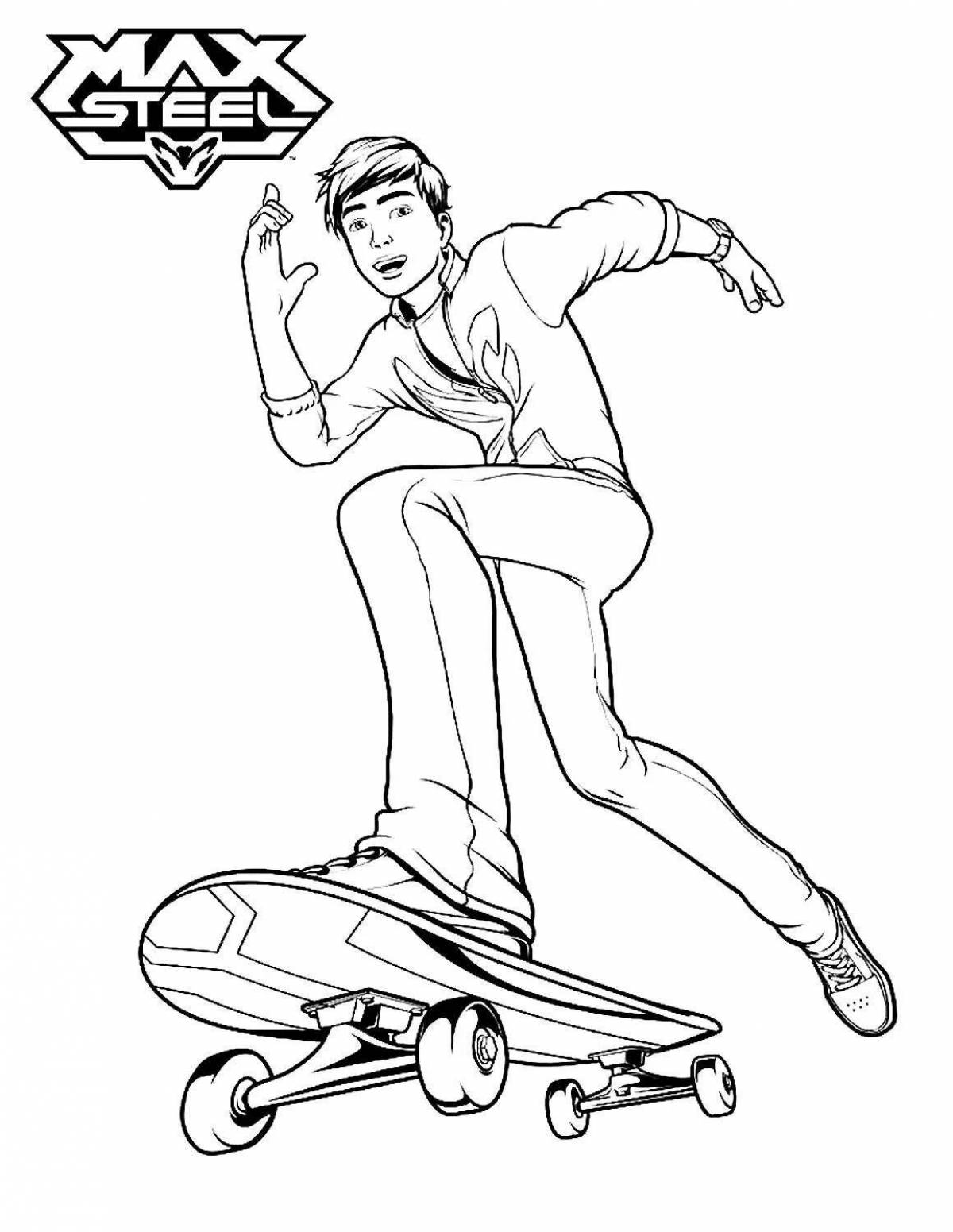 Nimble skateboarder coloring page