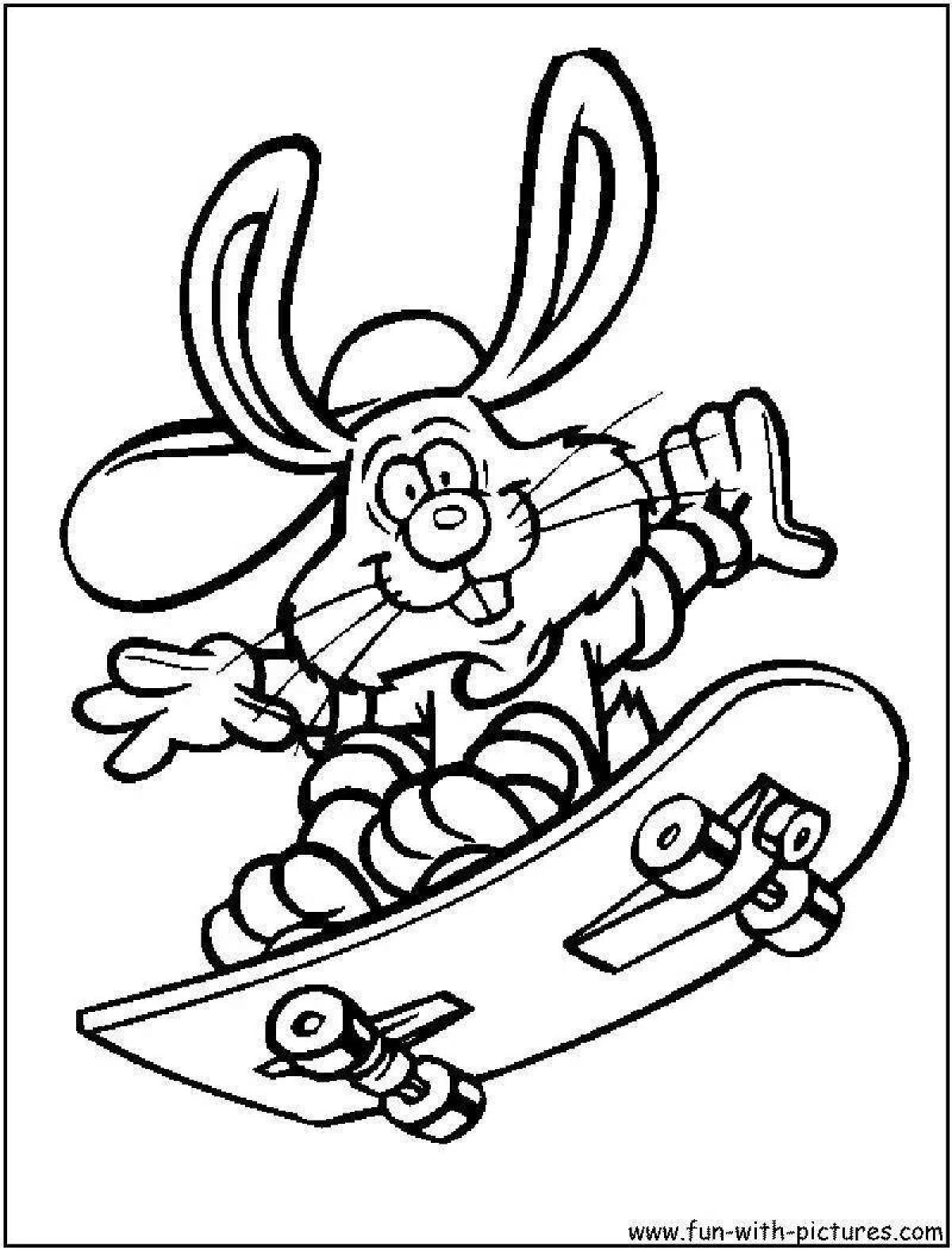 Coloring book sports skateboarder