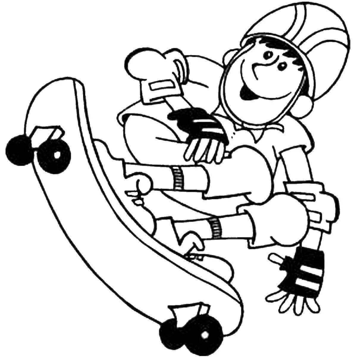 Coloring page dazzling skateboarder