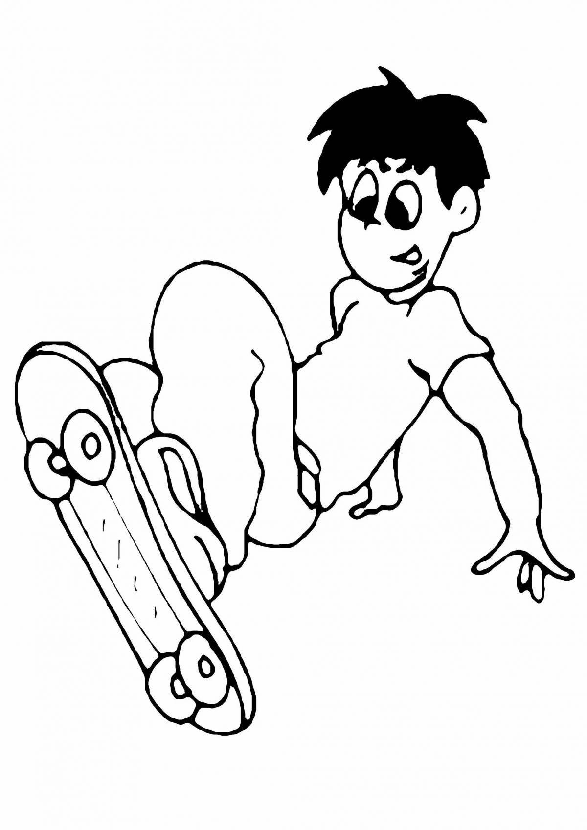 Coloring page graceful skateboarder