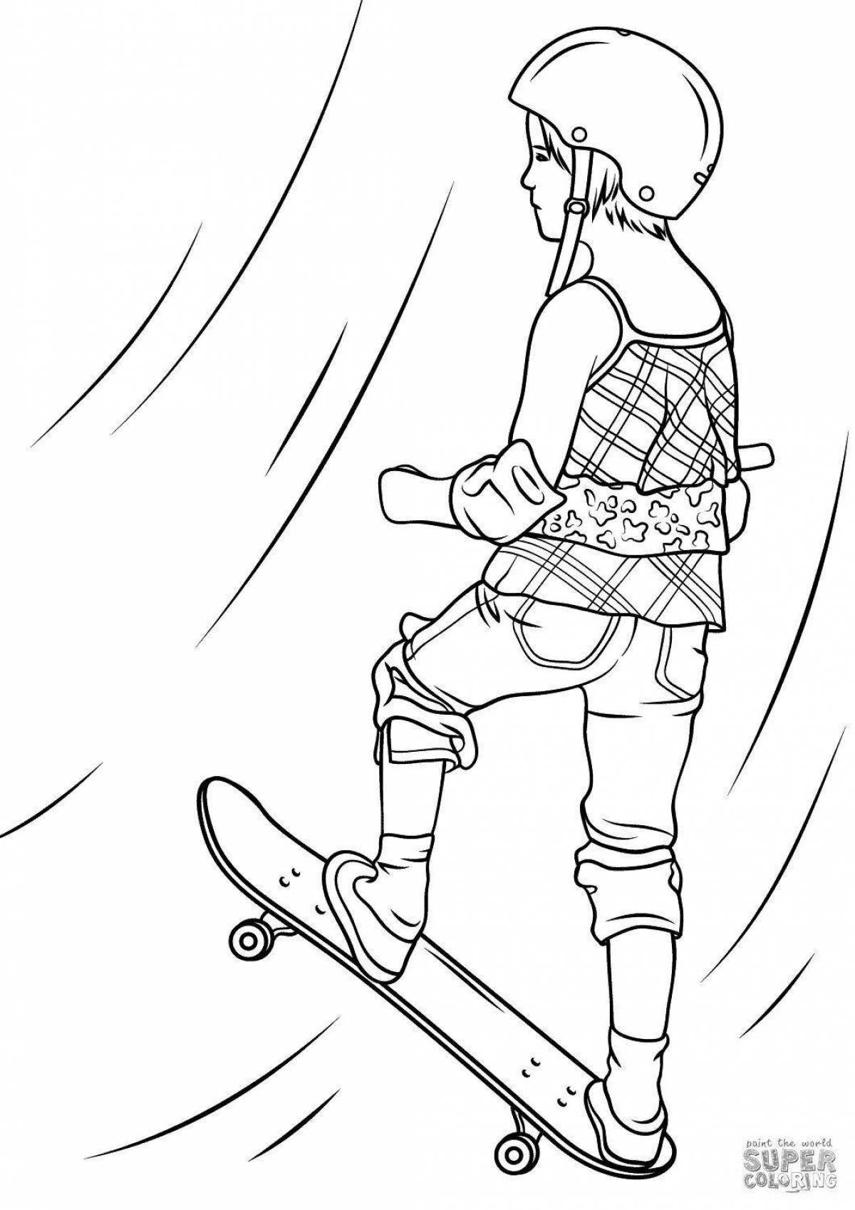 Courageous skateboarder coloring page