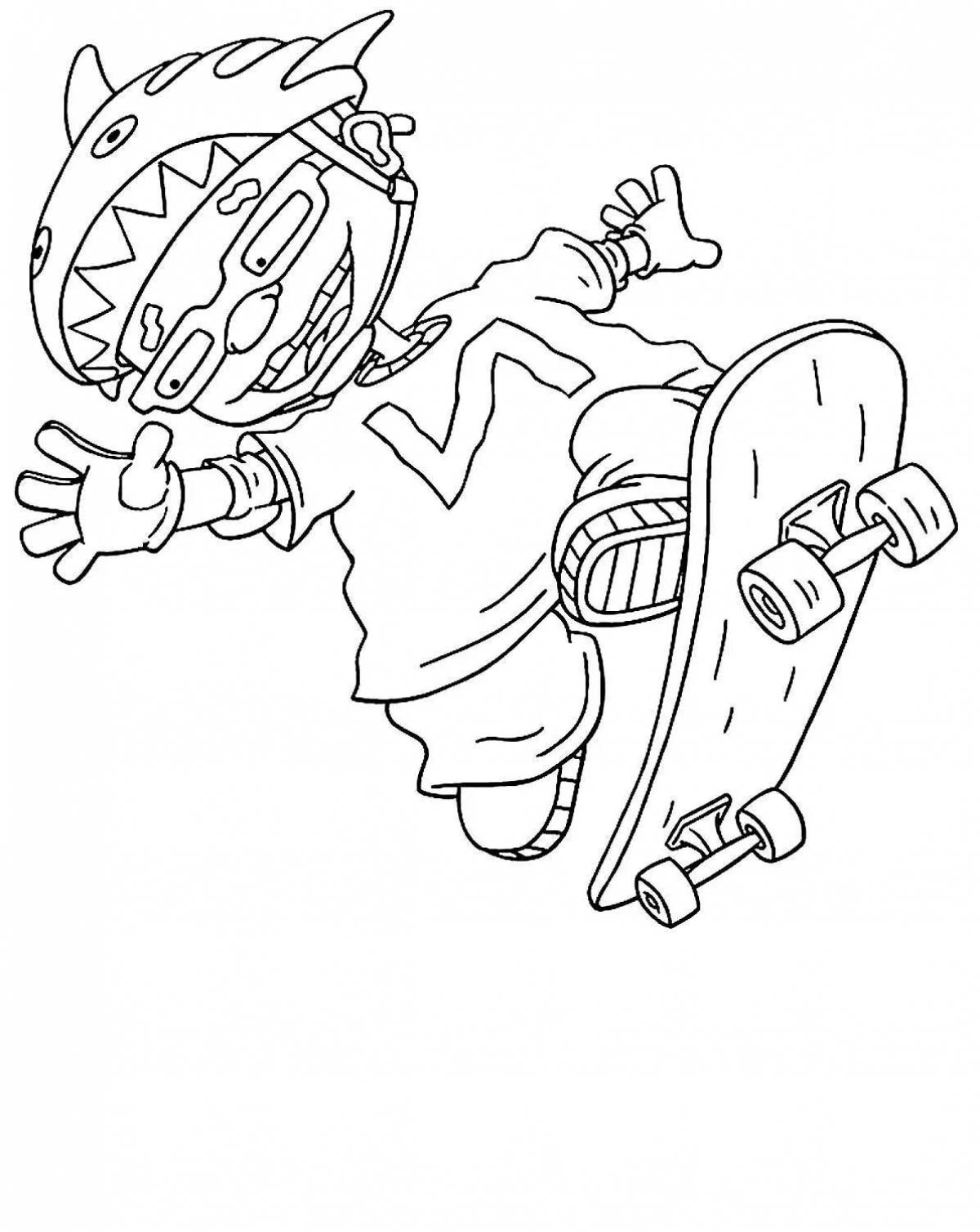 Coloring book stubborn skateboarder