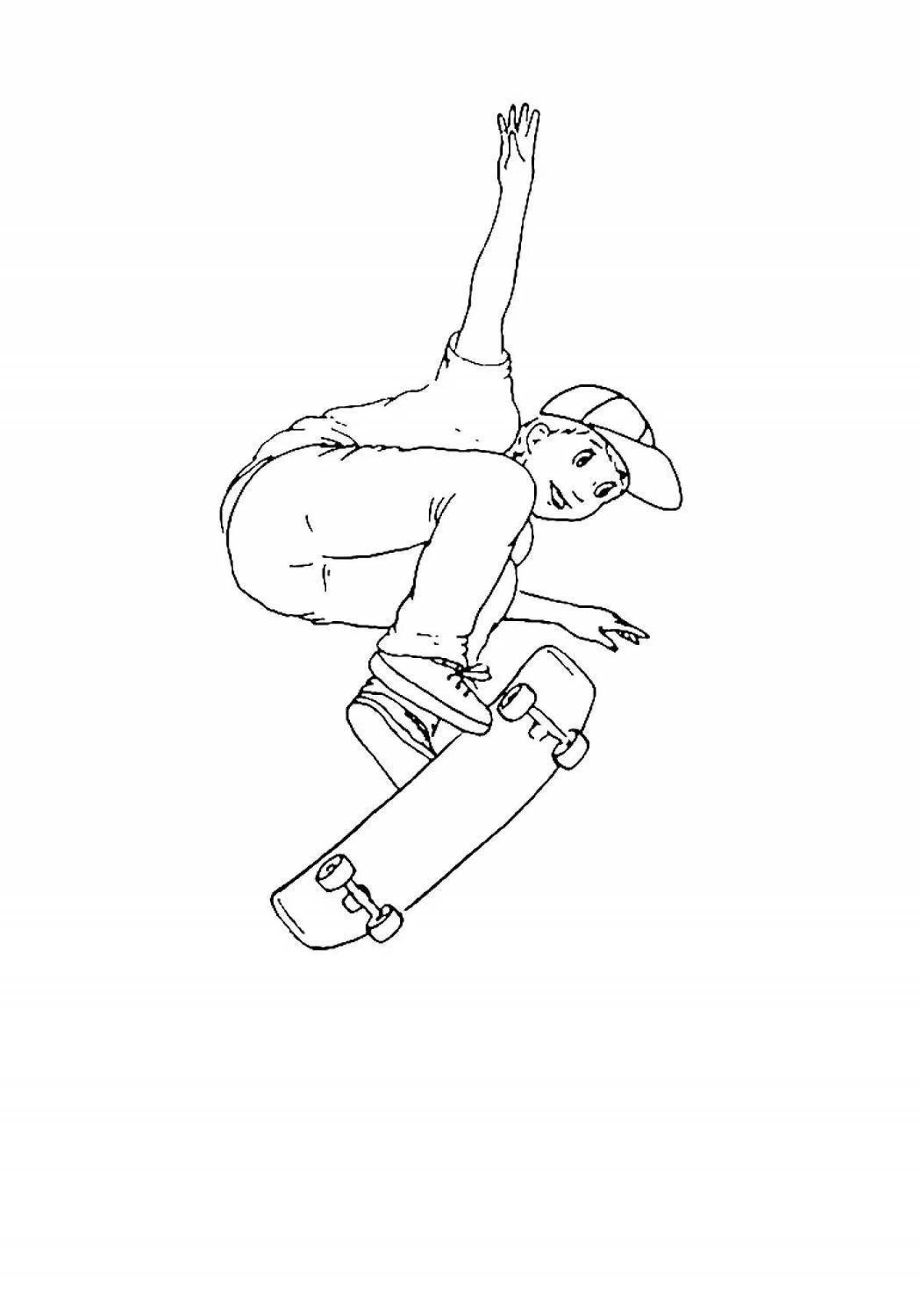 Coloring page determined skateboarder