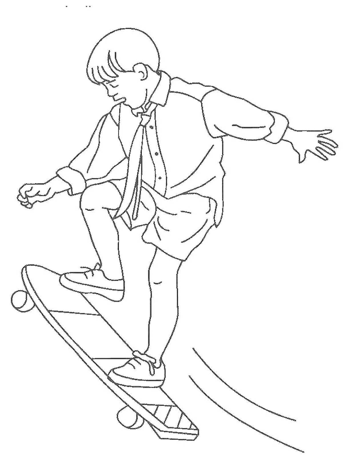 Coloring book talented skateboarder