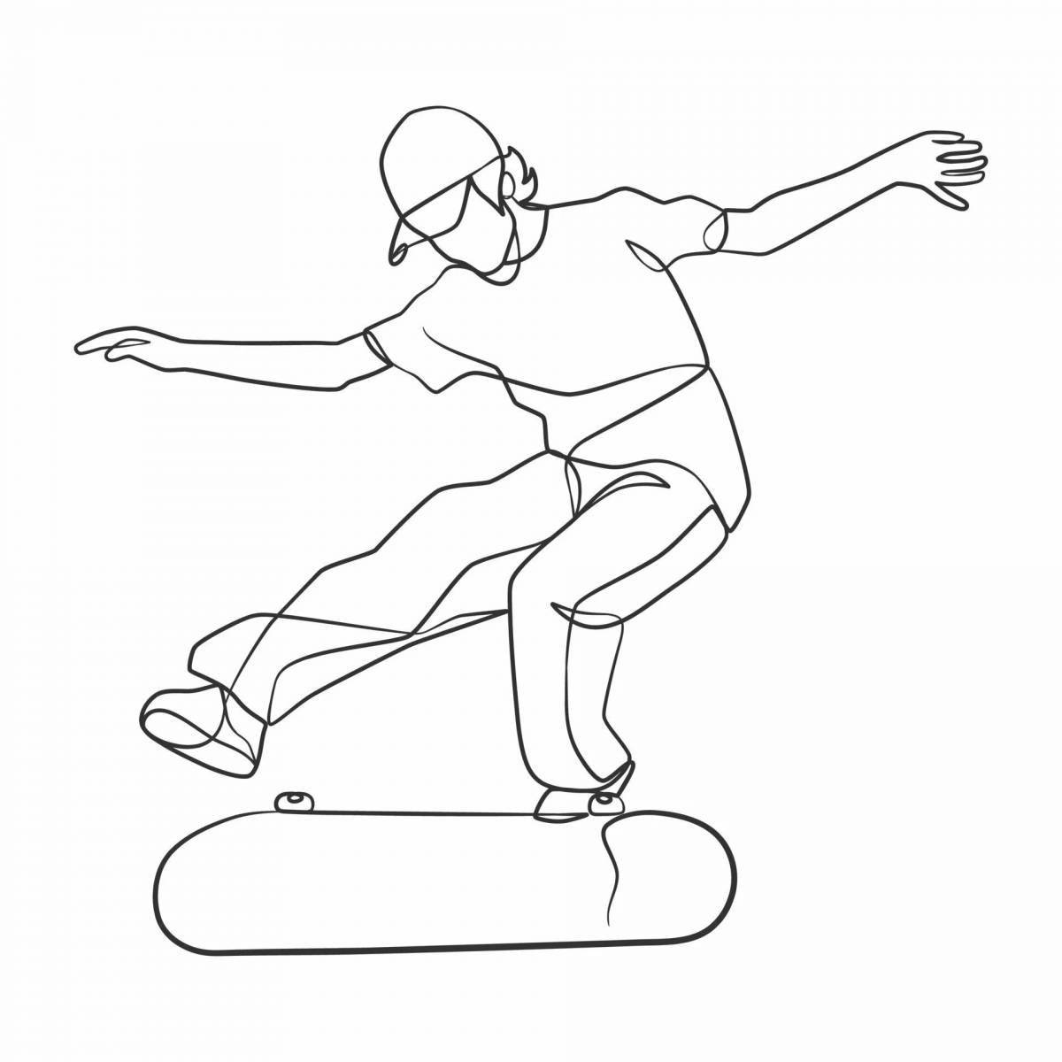 Раскраска инновационный скейтбордист