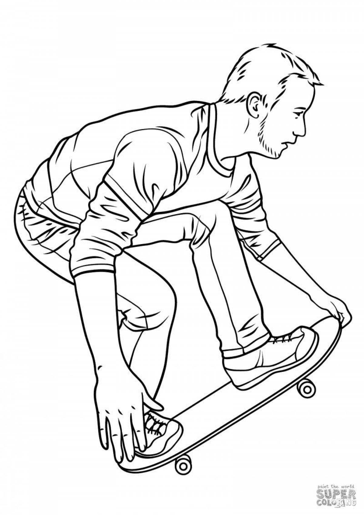 Artistic skateboarder coloring page