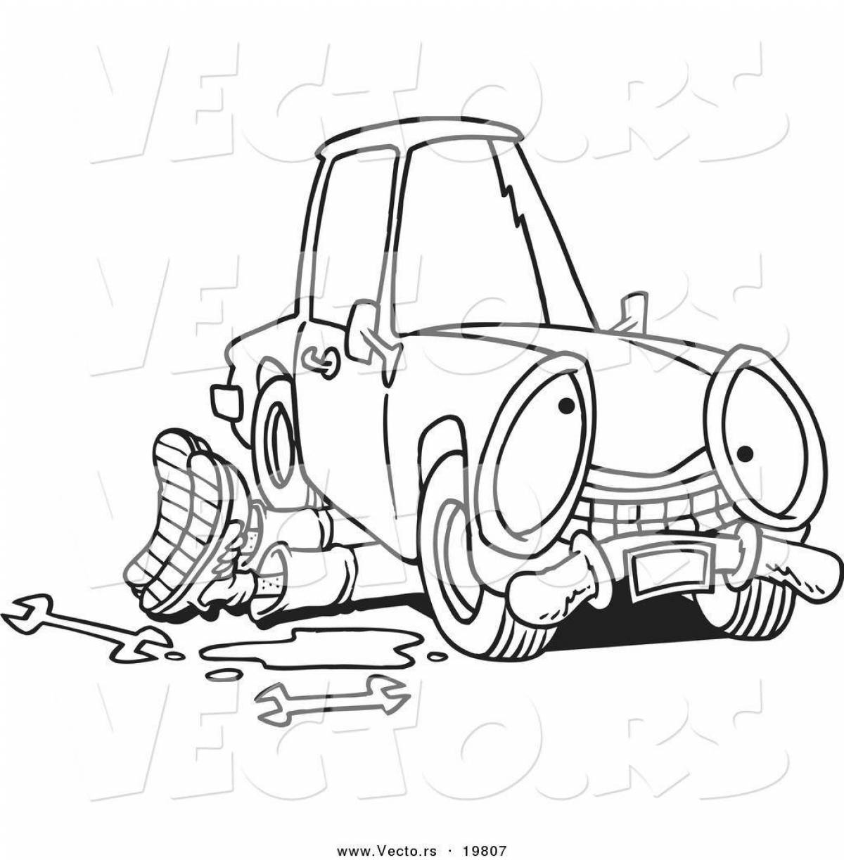 Coloring page of an attractive car mechanic