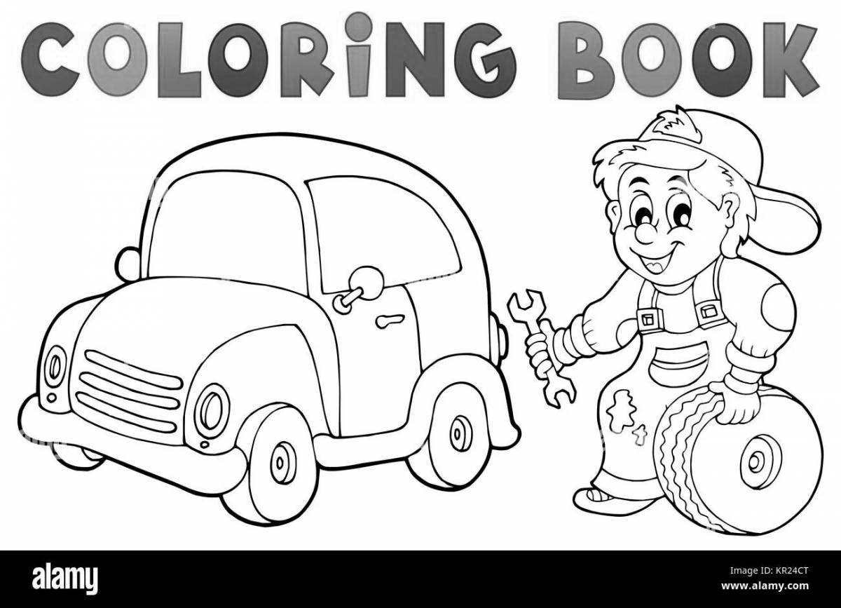 Adorable car mechanic coloring book