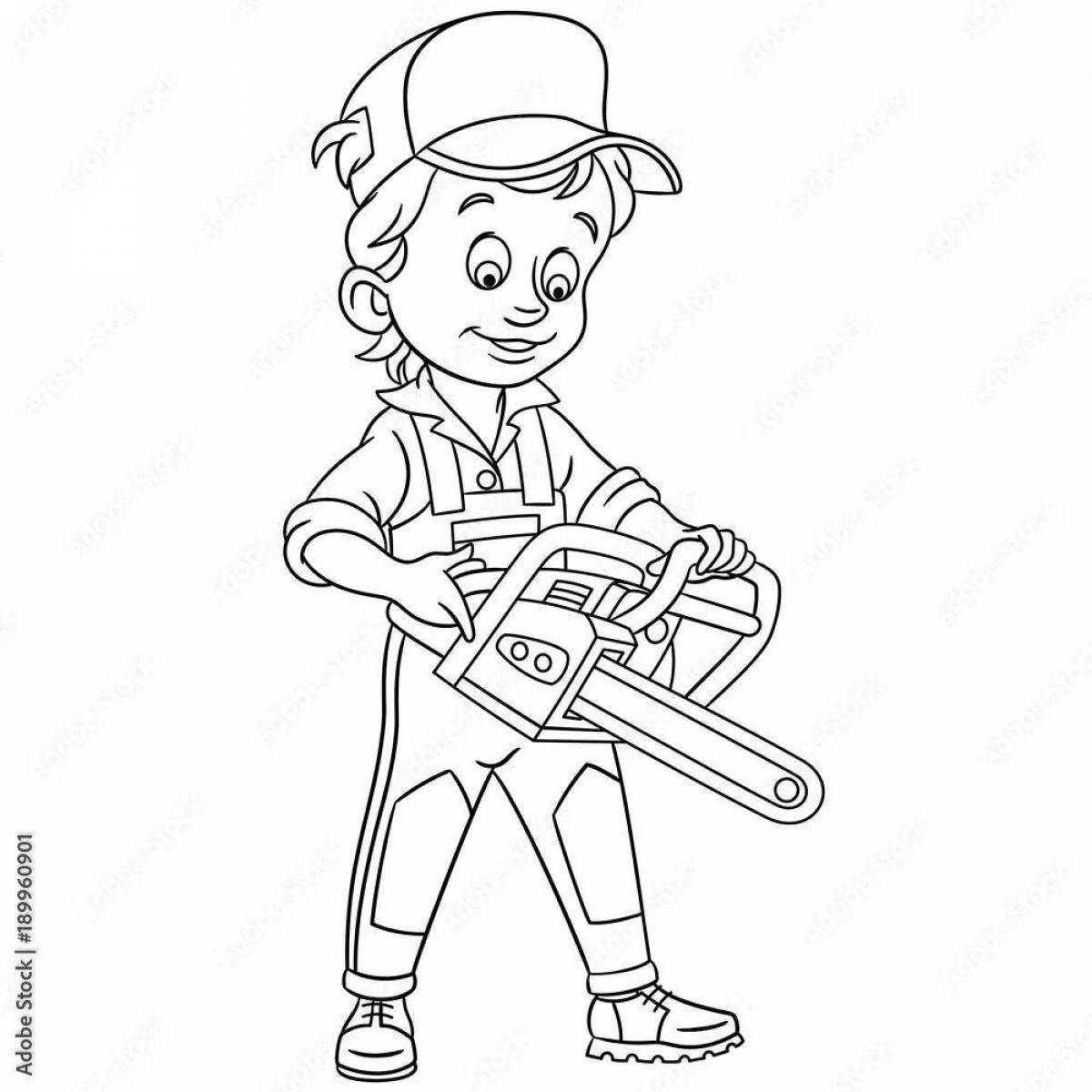 Coloring book playful lumberjack